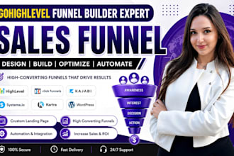 set up sales funnel landing page in clickfunnels, systemeio, kajabi, gohighlevel