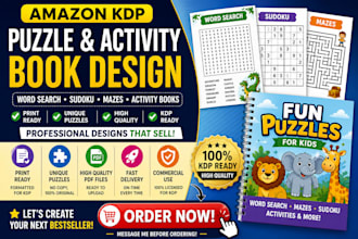 design amazon KDP puzzle books, word search, sudoku and activity books