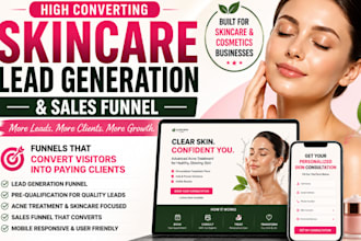 build skincare lead generation funnel, cosmetics, acne treatment sales funnel