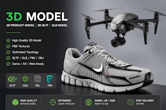 create 3d model, 3d product model, gltf glb model for website and apps