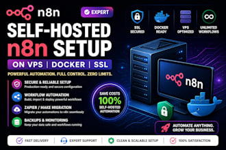 set up self hosted n8n on vps server, docker or local server