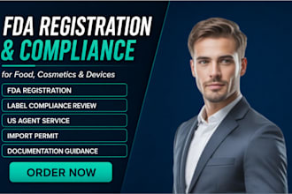 complete fda registration, US agent service, food and cosmetic label compliance