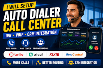 setup auto dialer call center IVR and CRM integration