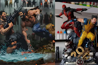 3d print and paint action figure anime diorama stl model in fdm, resin printing
