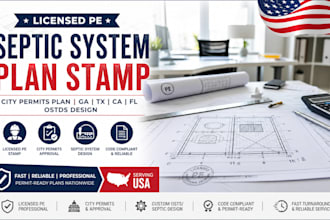 licensed pe septic system plan stamp city permits plan ga tx ca fl ostds design