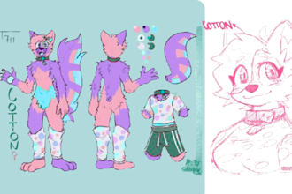draw character reference sheet for vrchat avatar vtuber fursona furry ref