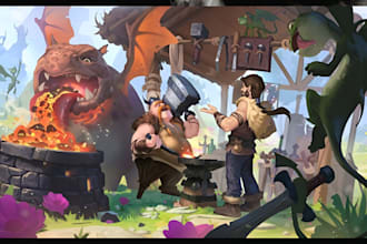 do game character art steam capsule art, game cover key art, promotional graphic