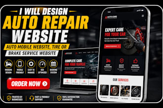 design auto repair website, auto mobile website, tire or brake service website