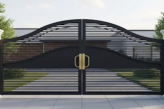 design modern metal gate with 3d visualization and fabrication drawing
