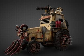 do 3d car modelling, 3d military truck model, 3d vehicle, rc car model for game