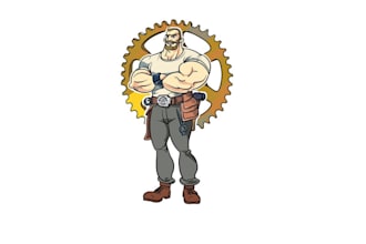 design animated manufacturing mascot logo