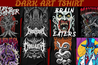 dark art metal band t shirt merch horror skull gothic gore album cover poster