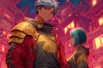 draw anime character art illustration for you