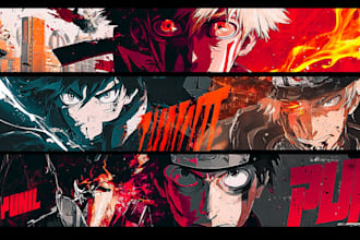 design professional anime or gaming youtube banner