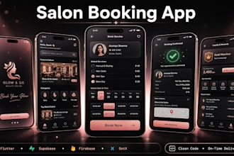 build a salon booking app, barber appointment app in flutter for ios and android