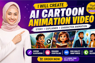 create ai cartoon animation video, animated story, and explainer video