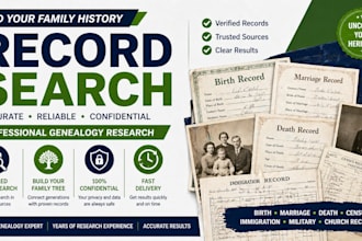 find birth marriage death records and do genealogy record research