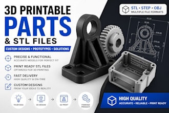 design 3d printable parts and stl files for custom products and prototypes