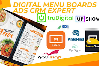 setup digital  menu boards yodeck optisigns rise vision cnario pintomind upshow