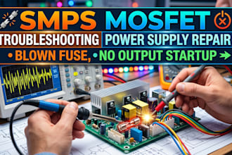 smps mosfet, troubleshooting power supply repair, blown fuse, no output startup