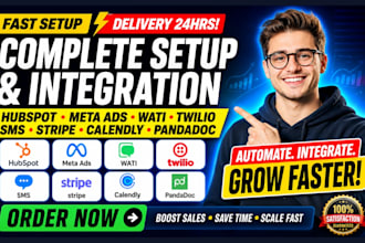 hubspot CRM setup meta ads wati whatsapp twilio sms stripe calendly pandadoc