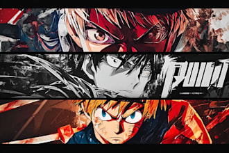 design anime or vtuber banner youtube, twitch, twitter, etc