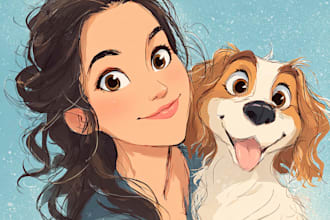 draw pet portrait into cartoon disney