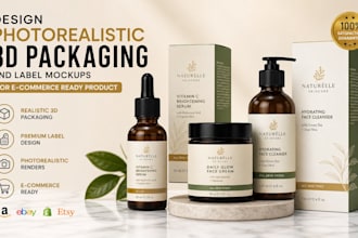 design photorealistic 3d packaging and label mockups for ecommerce ready product
