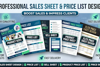 design product sales sheet redesign price sheet, sell sheet, product price list