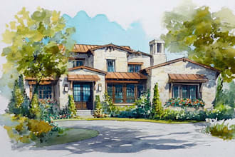 paint watercolor house portrait