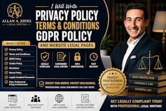 write privacy policy, terms and conditions, gdpr policy and website legal pages
