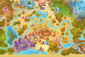 design 2d game map illustration city map 2d game UI medieval map board game map