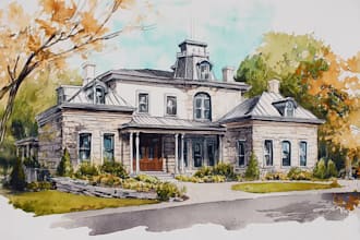 turn your house photo into a stunning watercolor portrait