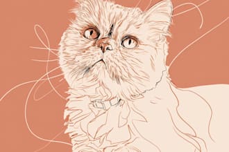 draw a continuous one line art illustration of your pet portrait