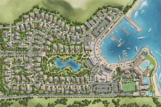 design 2d 3d architectural site plan, plot plan, master plan with visualization