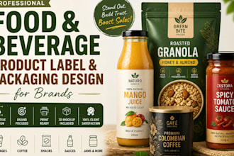 design food and beverage product label and packaging design for brands