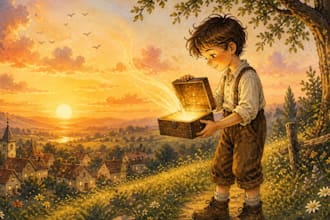 colorful magical soft vintage retro storybook art illustration KDP