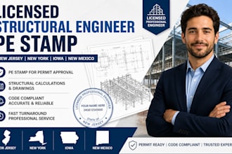 licensed structural engineer pe stamp in new jersey, new york, iowa, new mexico