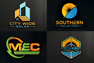 do modern solar panels, electrical power, and energy logo