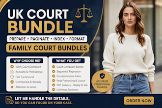 prepare UK court bundle, paginate, index, format family court bundles