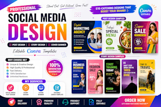 design social media posts banner and canva design