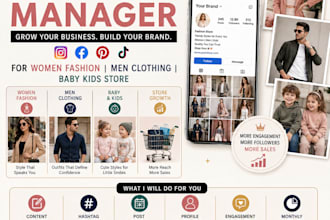 social meda manager for women fashon men clothing baby kids store
