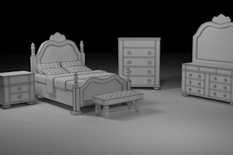 build low li full perm 3d mesh furniture set for imvu or second life