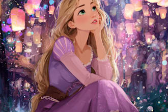 draw magical disney style art for you