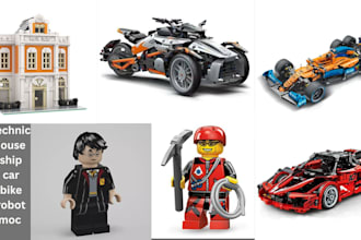 do 3d lego design of car, house, ship,bike, trucks minifigure with pdf manual