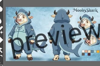 draw furry ref sheet, fursona reference sheet, protogen anthro oc nsfw art
