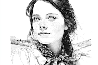 draw a pen and ink illustration portrait or landscape