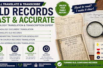 translate old records and do genealogy document transcription