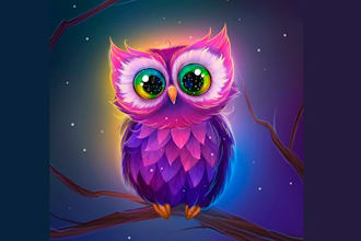 design cute owl painting logo