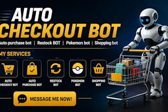 do pokemon bot, auto checkout bot, restock monitor, auto shopping bot